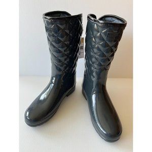 Hunter Dark Gray Rubber Quilter Knee-High Rain Boots, Size 8